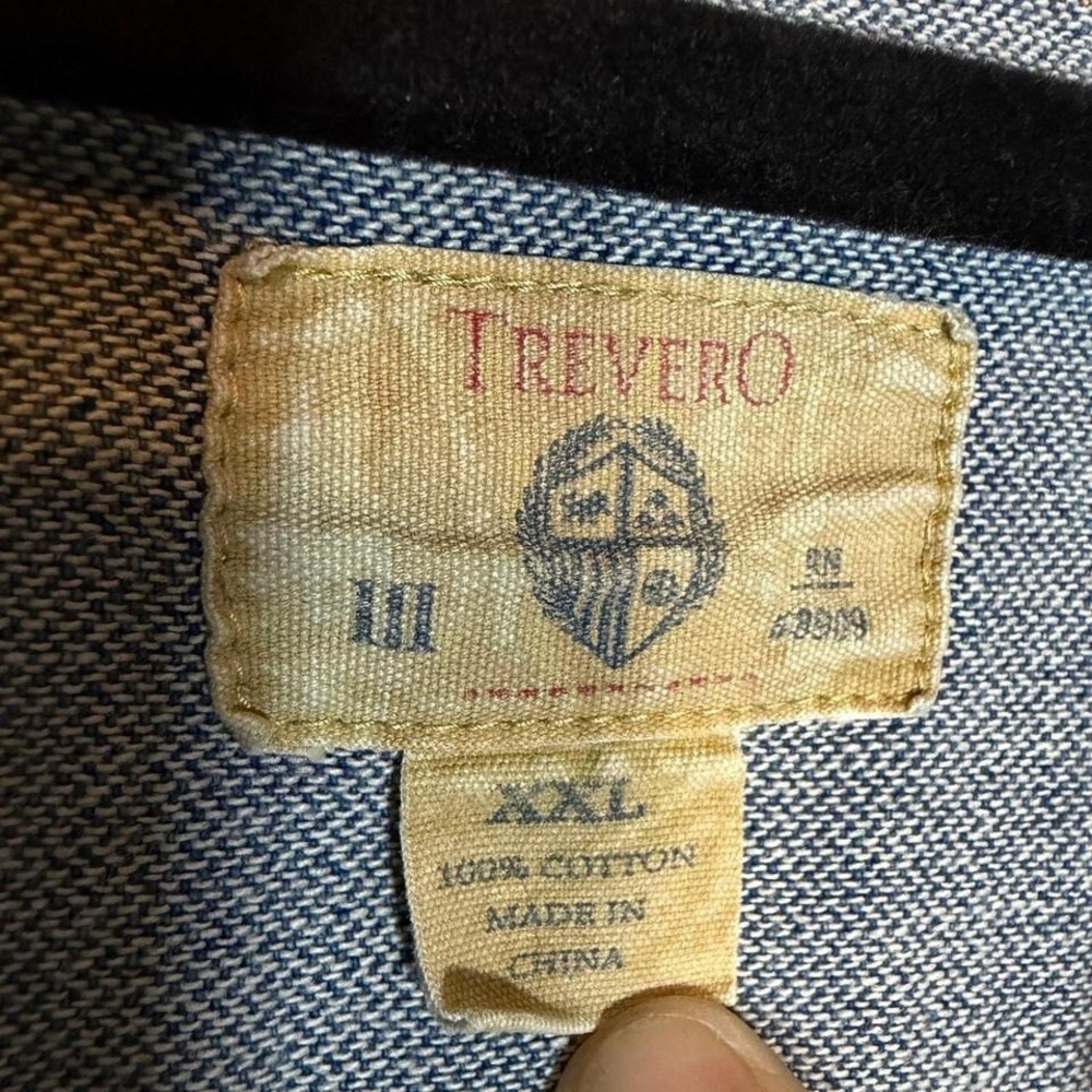 Trevero Mens XXL Denim Western Pearl Snap Shirt Blue Long Sleeve Cotton Workwear - Picture 4 of 4
